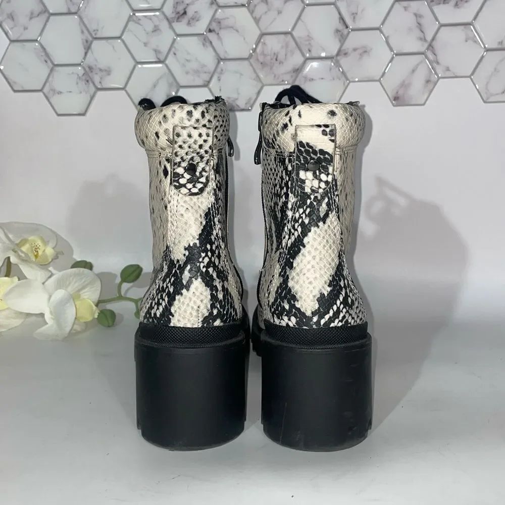 Madden Girl Snakeskin Print Ankle Boots with Geometric Pattern - Picture 5 of 10